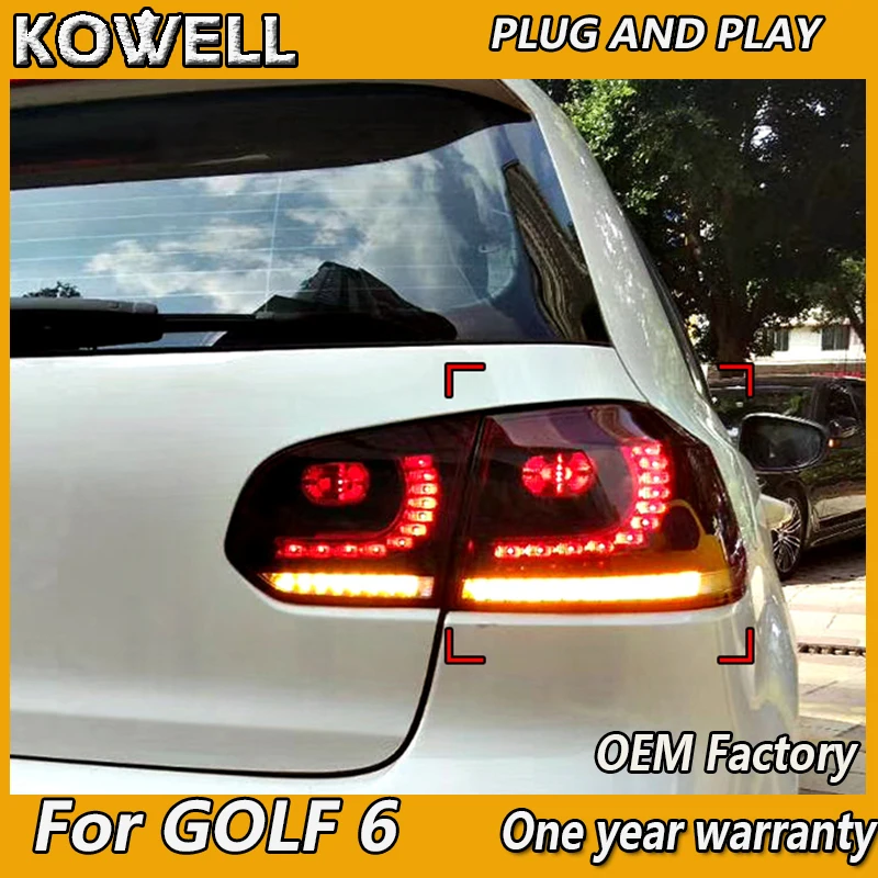 KOWELL Car Styling  for VW Golf 6 for Mk6 taillight R20 LED rear lamp DRL+Brake+Park+dynamic Signal ALL LED tailight