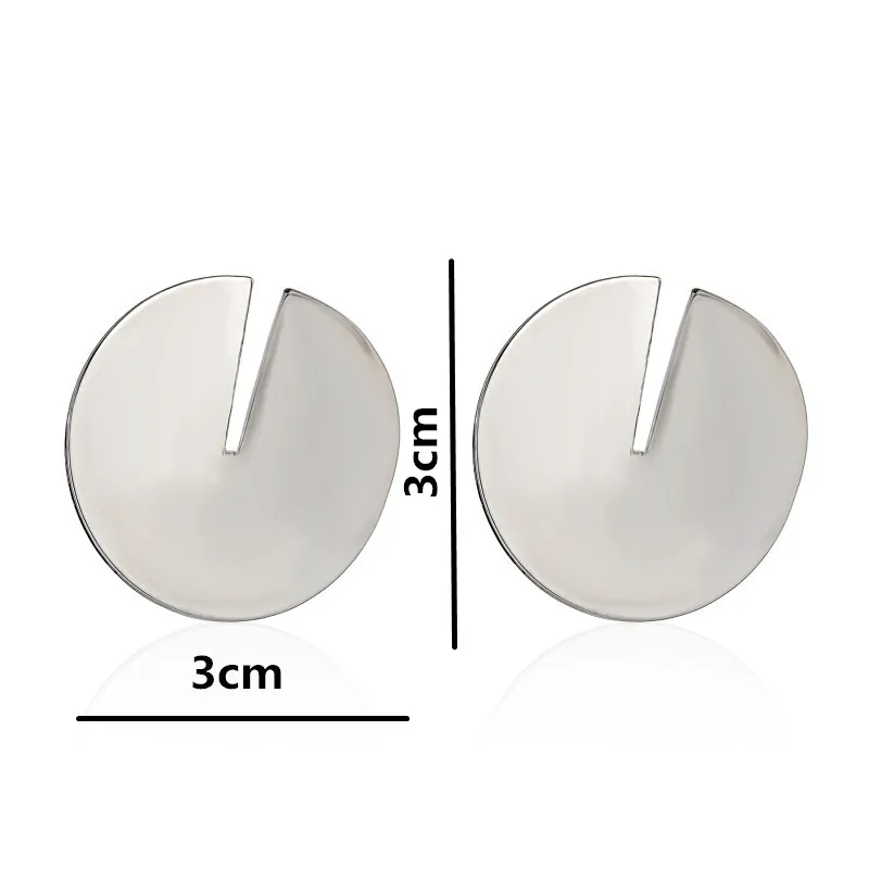 Minimalism Metal Statement Earrings for Women Vintage Golden Silver Color Round Stud Earrings Fashion Geometric Jewelry