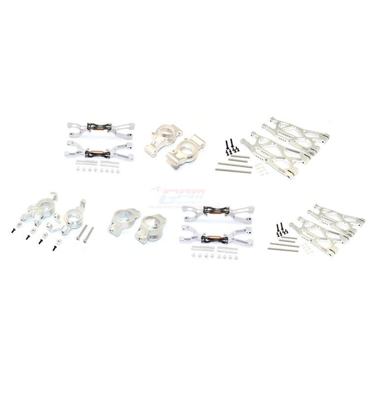 GPM Juego de brazo Kncukle de buje C de brazo inferior superior delantero y trasero de aluminio para 1/5 Traxxas X-maxx 6s 8s