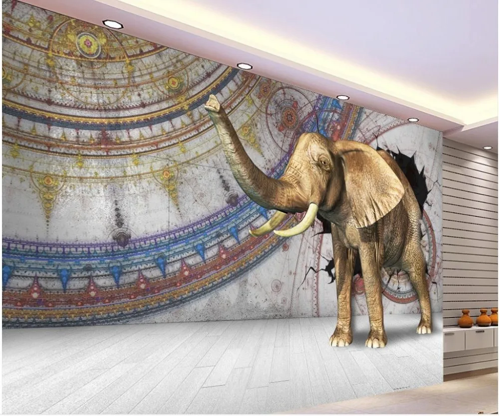 Home Decoration 3d customized wallpaper Elephant 3D painting photo wall murals wallpaper