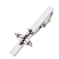 2.2 inch airplane tie clip for men, classic novelty tie bar spitfire fighter design tie pin clip, men's tie business accessories