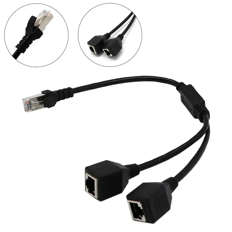 ESCAM RJ45 Ethernet Y Splitter Adapter Cable 1 to 2 Port Switch Adapter Cord for CAT 5/CAT 6 LAN Ethernet