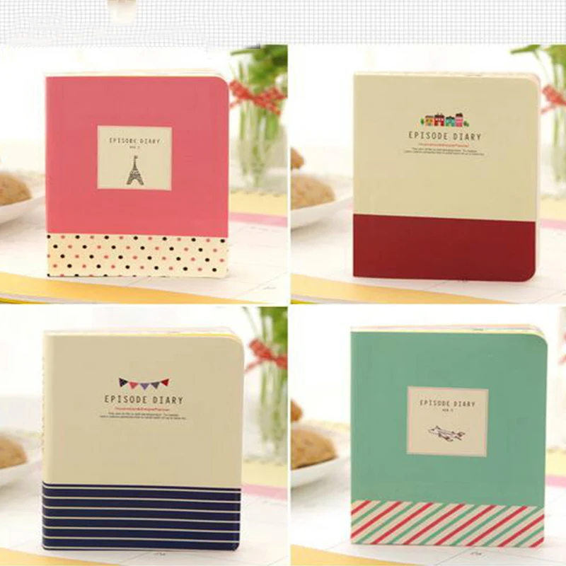 1Pcs Cute Tower Pattern Hardcover Notebook Colored Pages Travelers Daily Memos Notepad Thick Stationery Office School Supplies