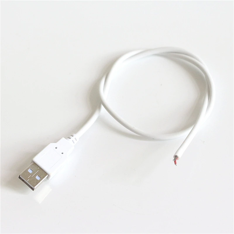 1ks bílá / černá barva 50/100CM délka po jednom barva LED svléknout se lehký USB obvázat drát 2póly red+black linky USB konektor kabel