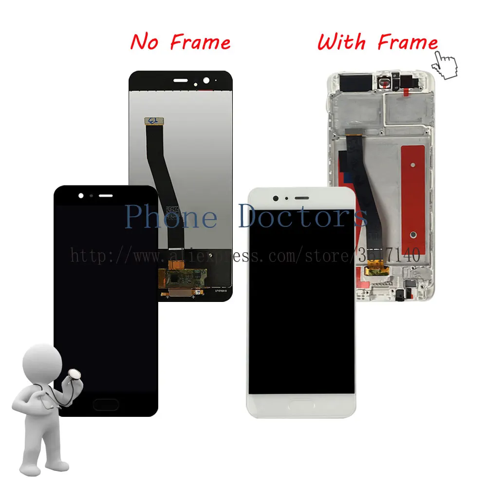 5.1 inch Full LCD DIsplay+Touch Screen Digitizer Assembly+Frame Cover For Huawei P10 VTR-L09 VTR-L09 VTR-L29 ; Black / White