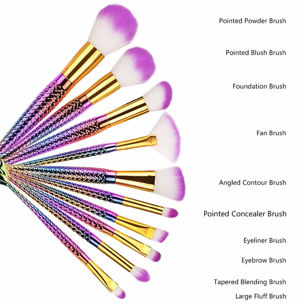 10 個のファッションメイクブラシセットファンデーションパウダーアイシャドウアイライナーリップ輪郭ブレンドメイクアップブラシ化粧品ツールキット