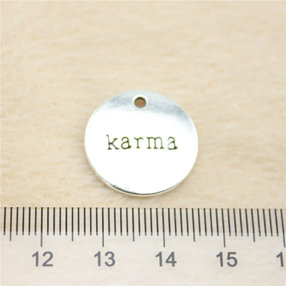 27pcs/lot 20mm ancient silver Karma charm Pendants DIY jewelry for bracelet necklace earring