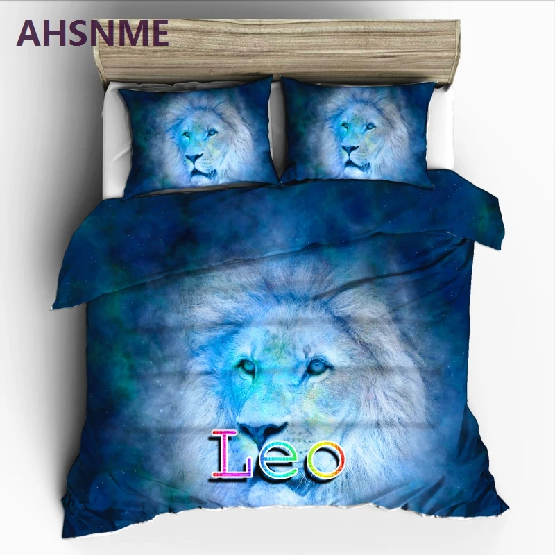 

AHSNME 12 Constellation Leo Bedding Set High-definition Print Quilt Cover for RU AU EU King Queen Double Size jogo de cama