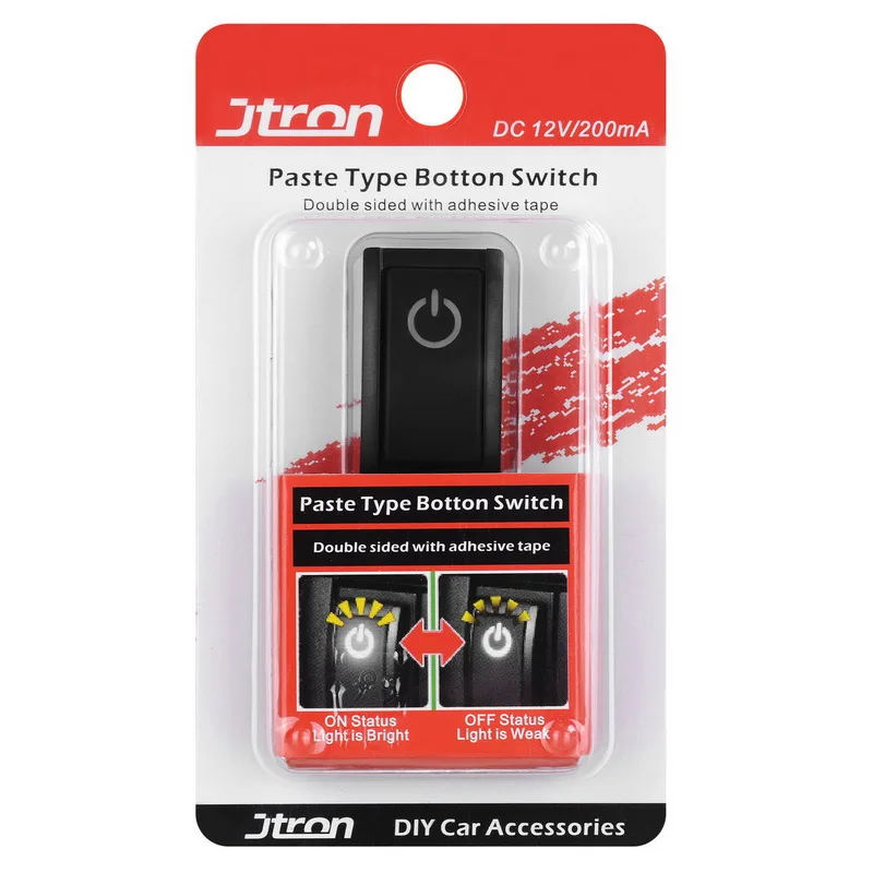 Jtron Car Button Switch DIY Switch Paste Type OFF/ON switch for car reading lamp/Turn lights small light DC 12V/200mA