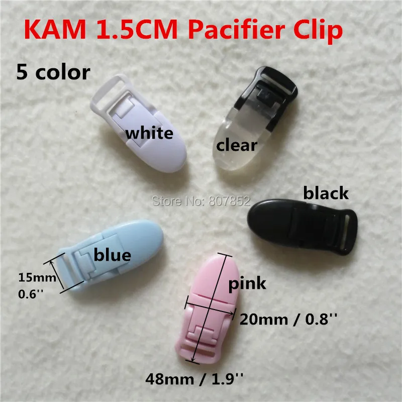 (5 color) DHL 1000pcs KAM Plastic Baby Pacifier Dummy Chain Holder Soother Suspenders Clips Tape width: 15mm