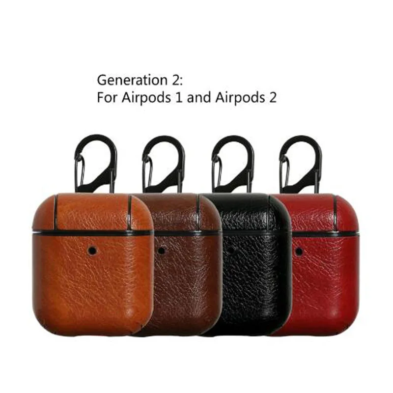 ل Airpods 1 2 حافظة واقية سماعة لاسلكية تعمل بالبلوتوث سماعة صندوق شحن حقيبة جلد طبيعي سماعة غطاء شل ل Air Pods