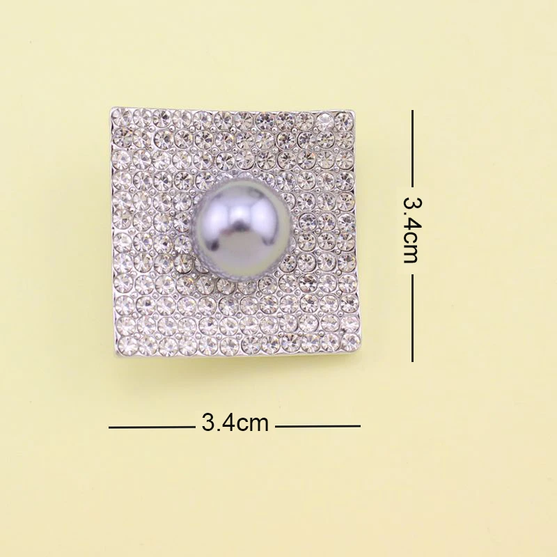 TANGTANG Brooches For Women Simulated Pearl Square Brooch With Rhinestone Pendant Brooch Pin Wedding Decoration Jewelry Pins