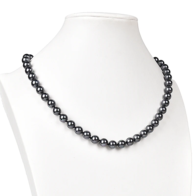 The 8mm Round Black Imitation Pearls For jewelry Necklace 18inch Black Revealing your Noble Character H178