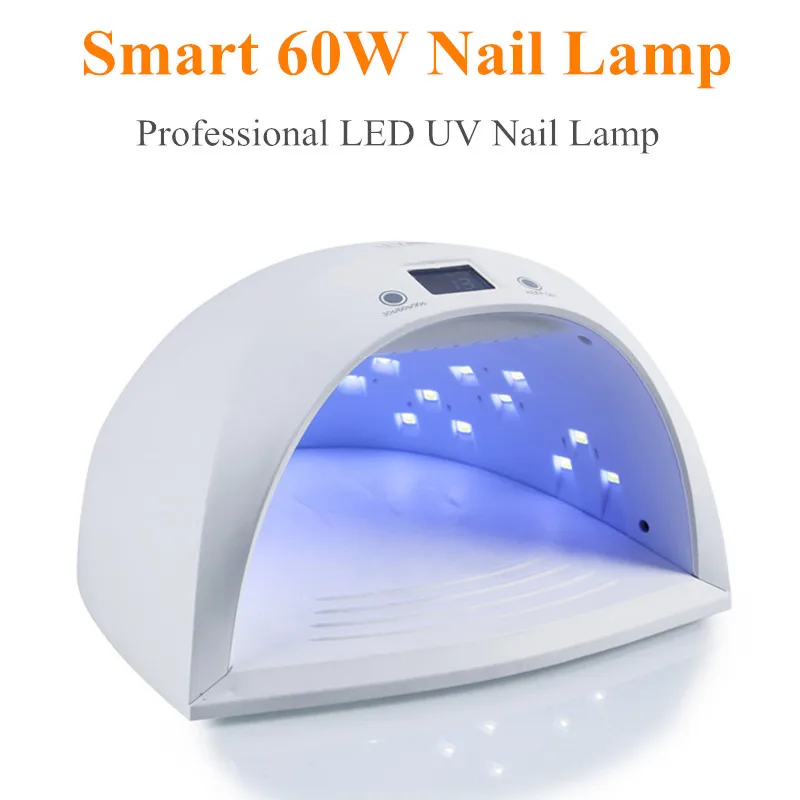 

60W UV LED Nail Lamp 27 pcs LEDs Quick Dryer Nail Dryer for All Gels Polish Curing Lamp Automatic 100-240v for Home and Salon