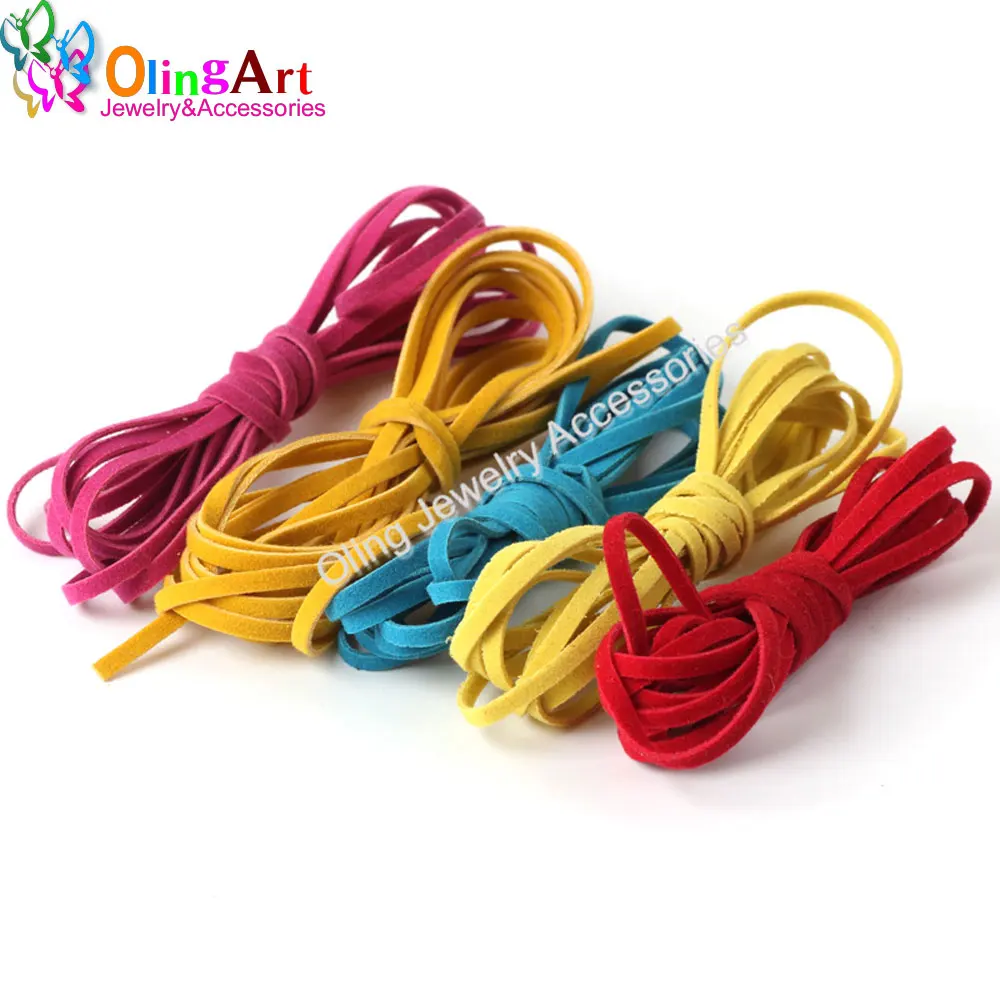 OlingArt 3MM Flat square Simulation Paper fleece Cord multiple colors line DIY necklace Bracelet earrings jewelry making