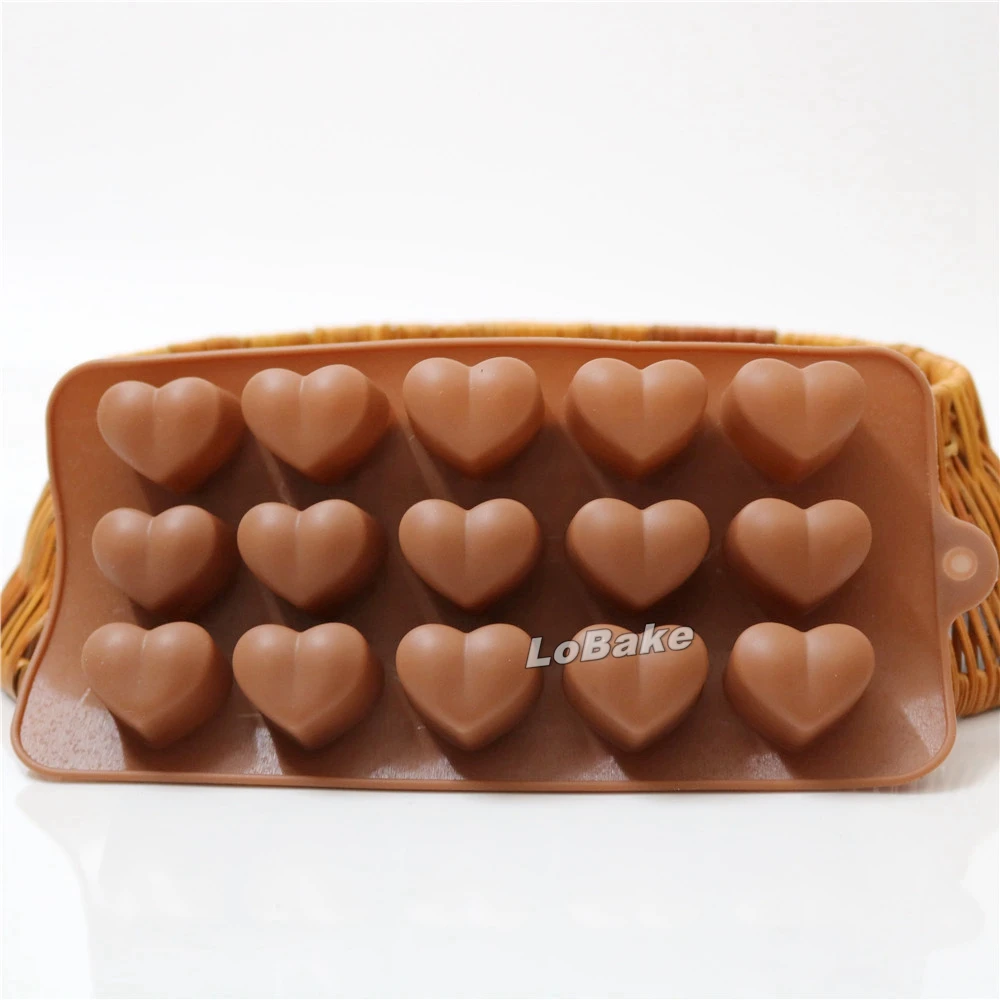 15 cavities 21*10.5cm convex heart shape silicone  chocolate mould candy fondant ice cube tray baking tools