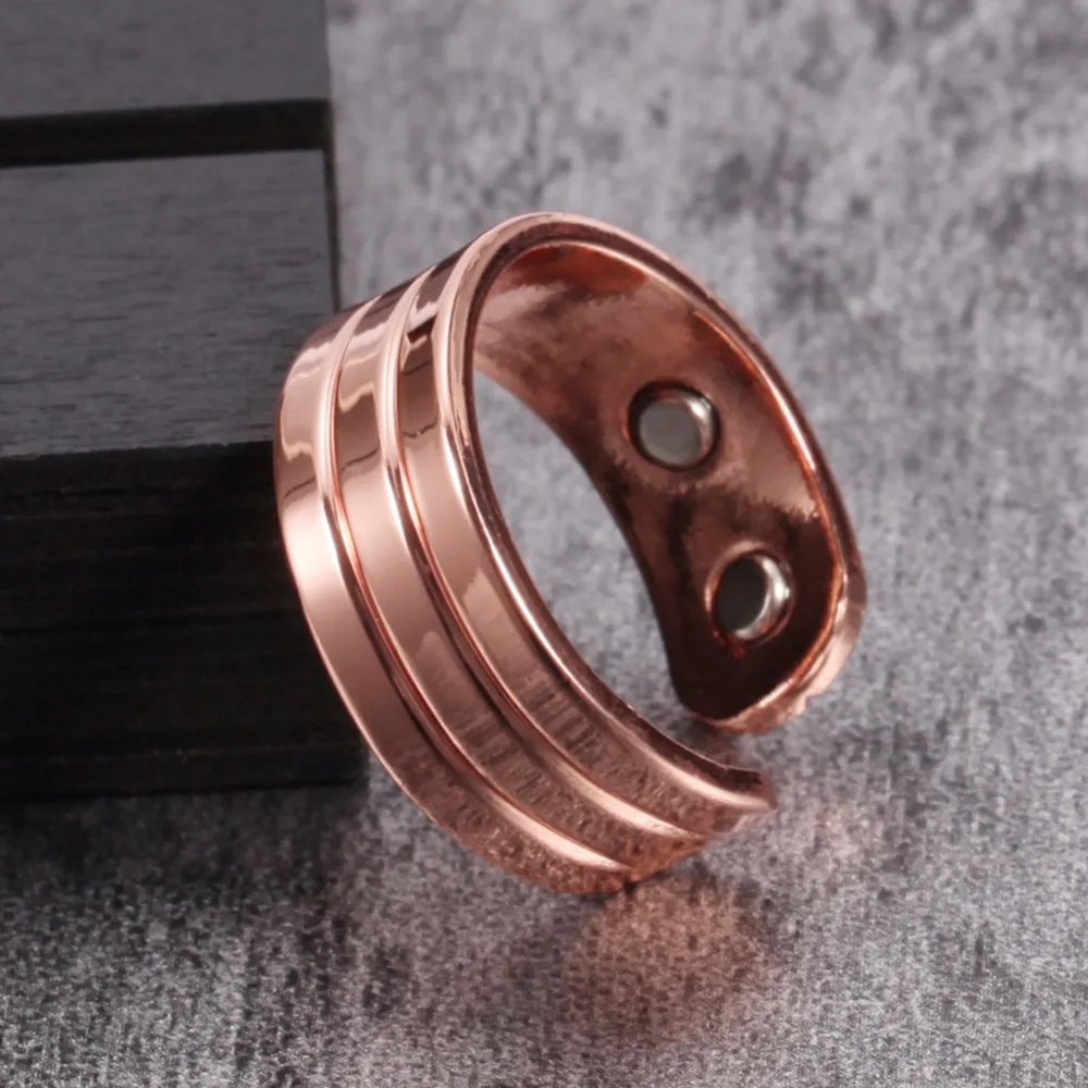 

Vinterly Pure Copper Magnetic Ring for Women Men Trendy Health Energy Finger Open Cuff Adjustable Jewelry High Magnet Resizable