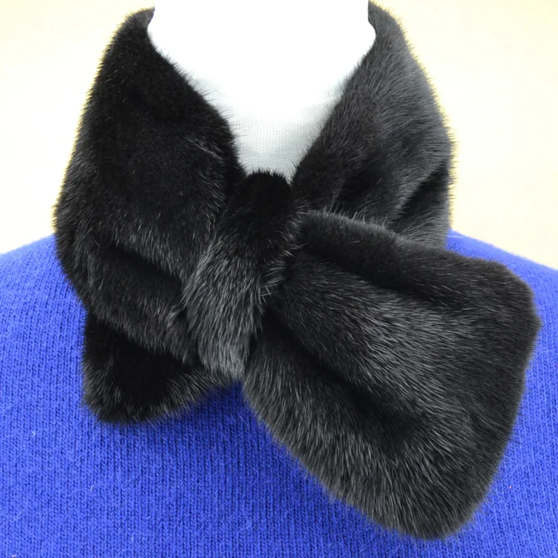 Real mink fur Bow tie women  collar ladies neck ring fashion new design solid white black color scarf T11