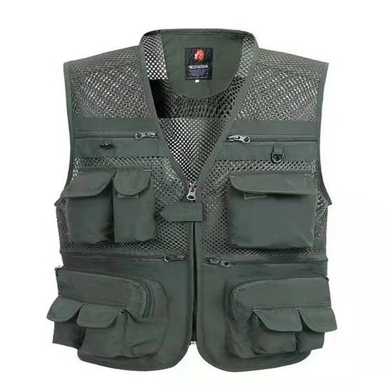 Brieuces Summer Outdoors Tactical Mesh Vest Men Breathable Shooting Multi Pockets Vest Shooting Waistcoat Sleeveless Jacket coat