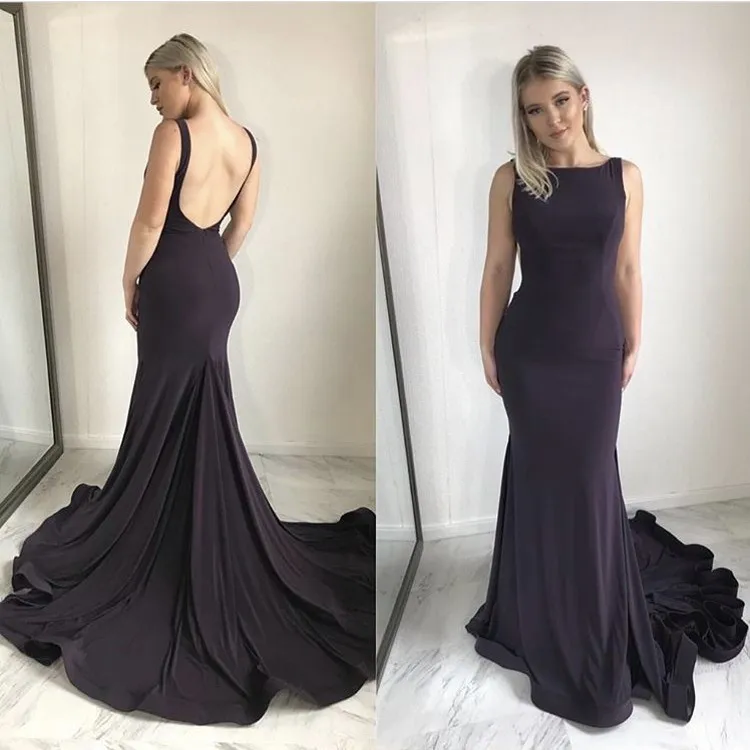 Kopciuszek Sexy Scoop bez rękawów Backless syrenka Spandex suknie balowe eleganckie otwarte powrót Sweep pociąg suknie balowe szybka wysyłka