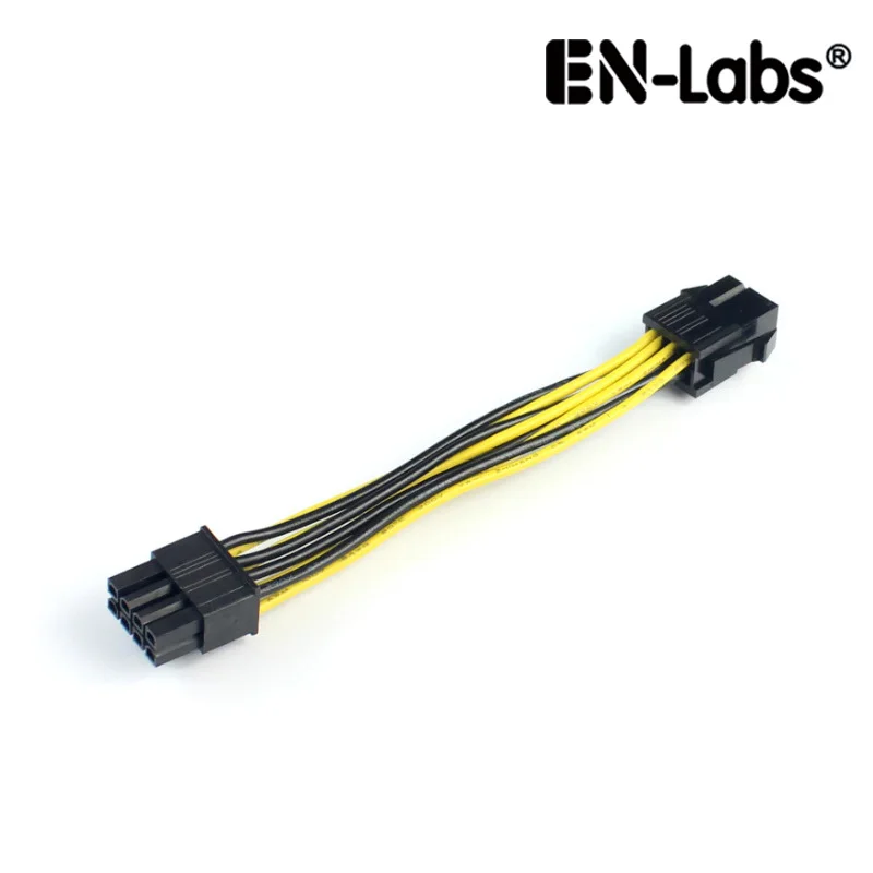 En-Labs 10CM PCIe 6pin to 8pin Adapter, PCI-e 6-pin Male to 8-pin Female Converter for PCI Express 8pin powered GPU Video Card