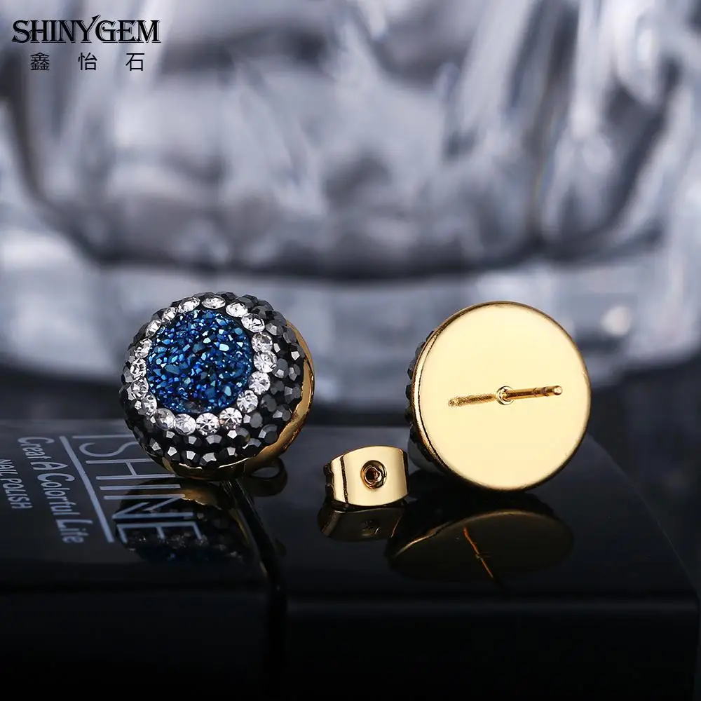 

ShinyGem Natural Crystal Druzy Gem Stone Earring & Adjustable Rings Sets Trendy Multicolor Cubic Zirconia Jewelry For Women