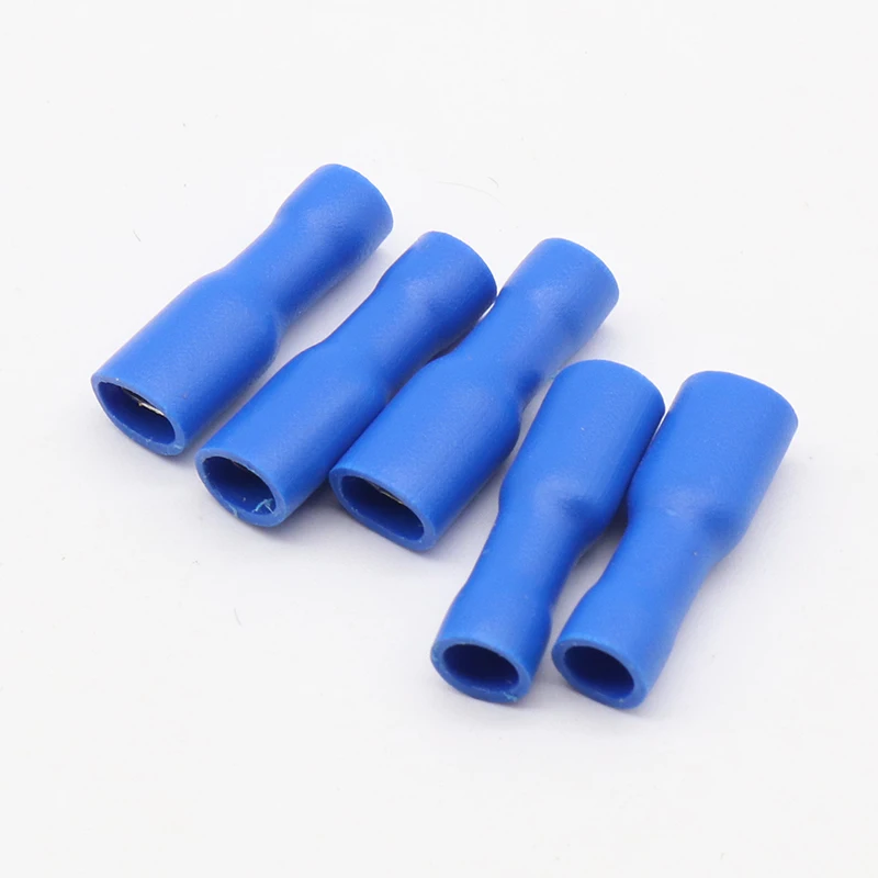 200pcs 100 Red + 100 Blue Fully Insulated 4.8mm Female Spade Connector Crimp Terminal