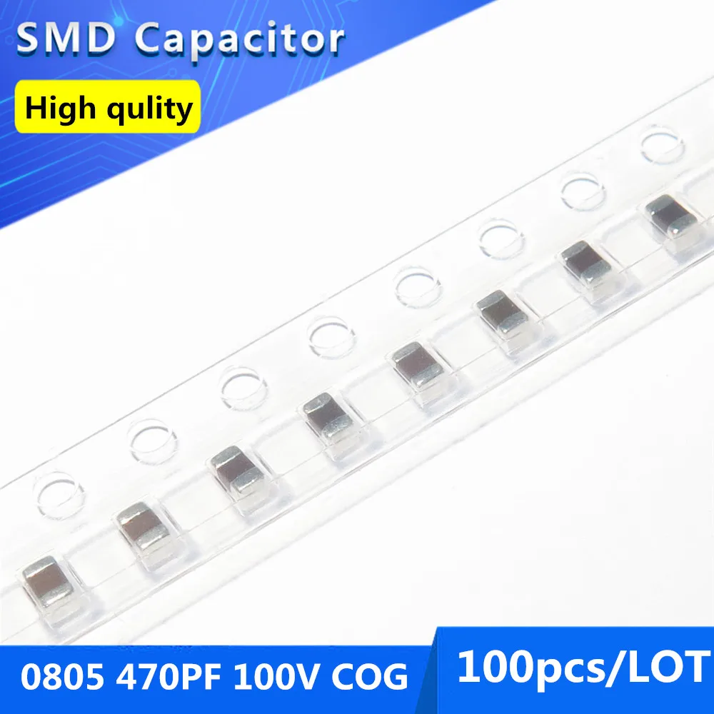 2012 0805 Thick Film Chip Multilayer Ceramic Capacitor 470PF 0.47nF 100V COG/NPO 5% 100pcs