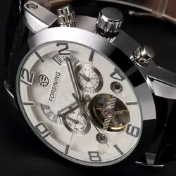 Forsining Orologi da Uomo Automatica/Meccanico/Cinturino In Pelle Quadrante Data Anno Mese di Visualizzazione Degli Uomini di Orologio Da Polso Reloj Hombre Tourbillon