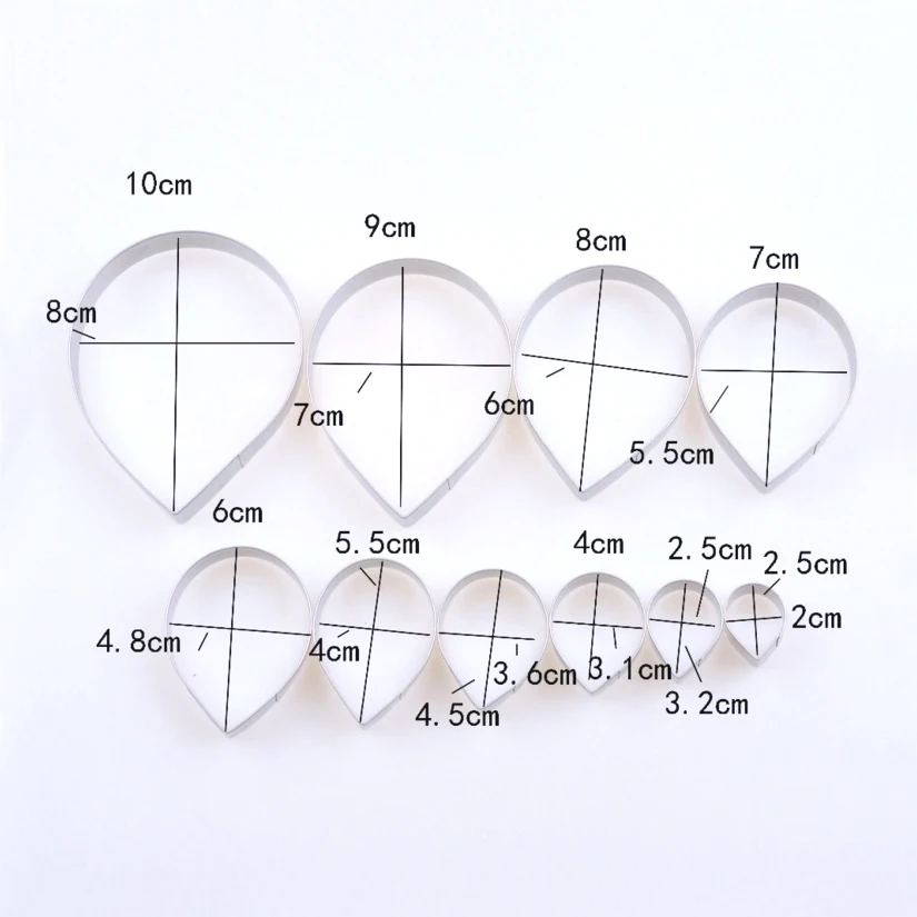 Big Size 10 Pcs/set Rose Petal Cutters Set, Stainless Steel Fondant Cake Decorating Cutter Mold Tools