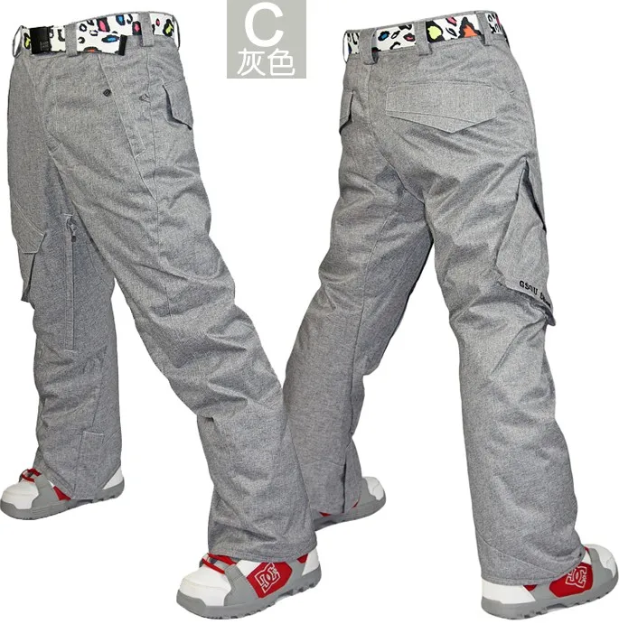 

Mens Grey Ski Pants Male Gray Snowboarding Riding Climbing Snow Trousers Waterproof 10K Windproof Thermal