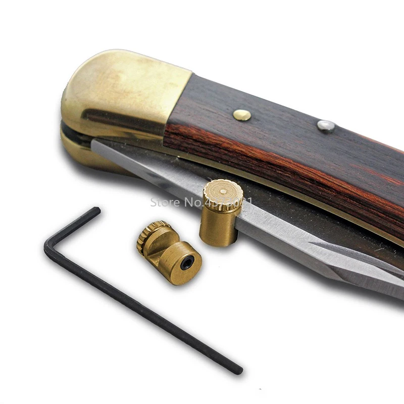 2 set squisito stile retrò CNC Technic EDC coltello in ottone pulsante piastra coltello spingitore chiodo