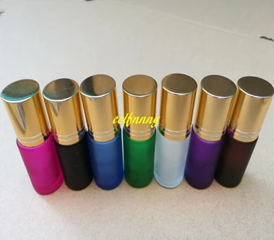 300pcs/lot 5ML Matte Thick Glass Roll On bottle Essential Oil Empty Perfume Bottles steel Roller Ball Bottles C2204