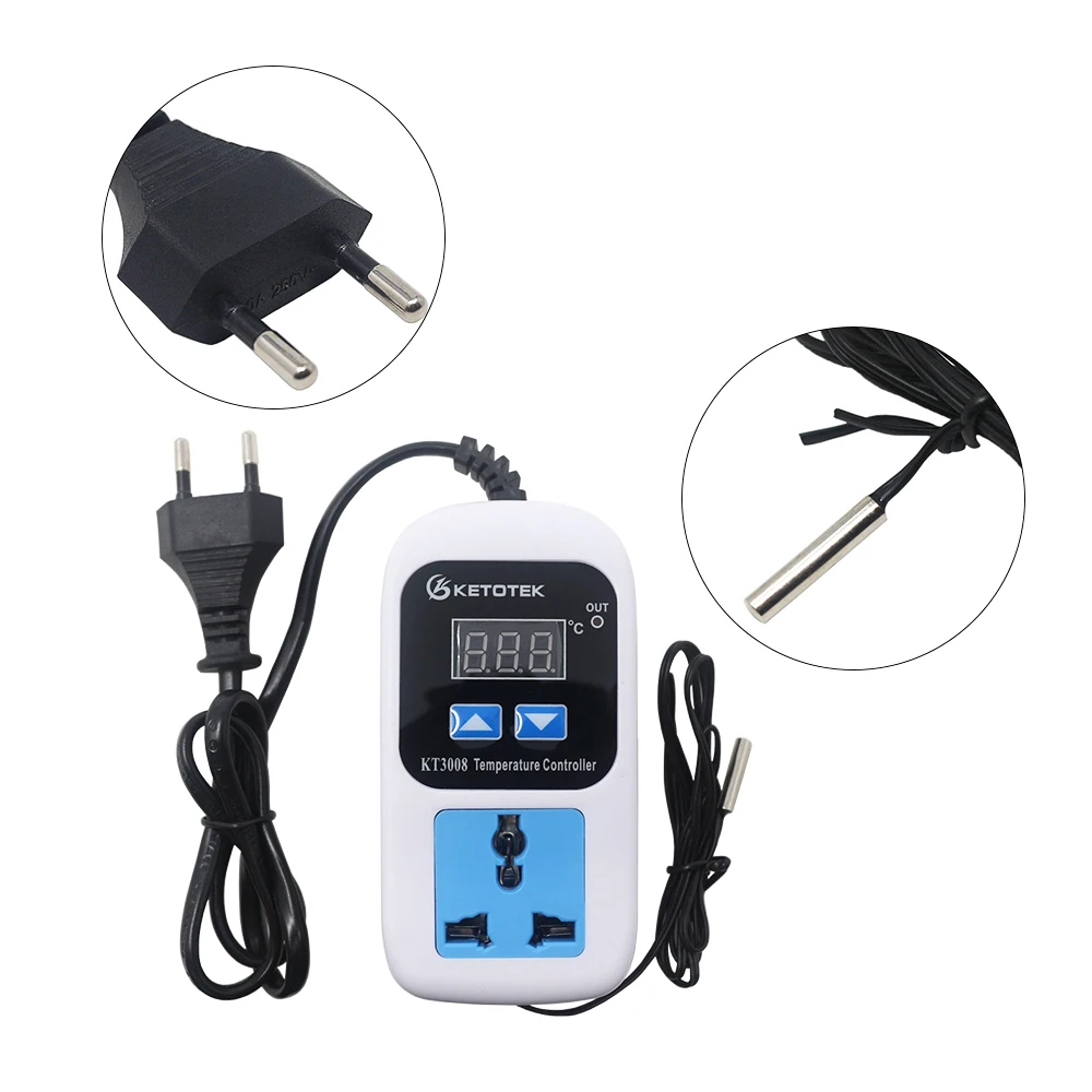 -50 ~ 110C Digitale Termostato Regolatore di Temperatura Interruttore Presa Spina di UE AC 110-220V Microcomputer Sensore NTC KT3008 KT3009