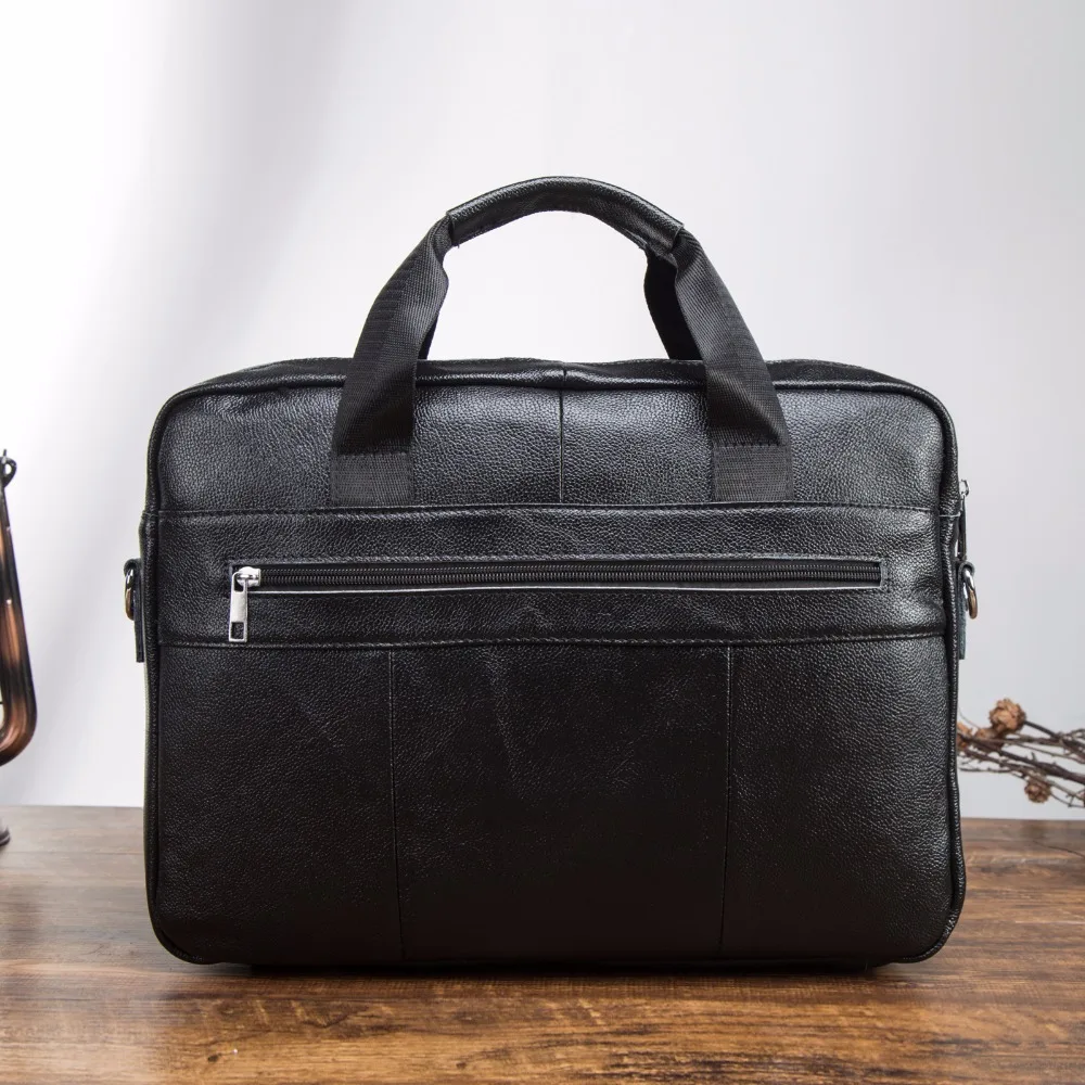 Men Oil Waxy Leather Antique Design Black Business Briefcase 16\