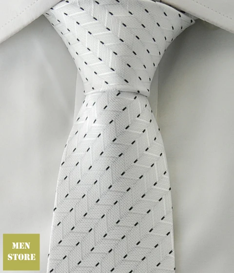 

White Stripes Black Dots Men Jacquard Woven Skinny Slim Narrow 2.5" Necktie 6.5 cm Neckwear Wedding Party Tie LT026