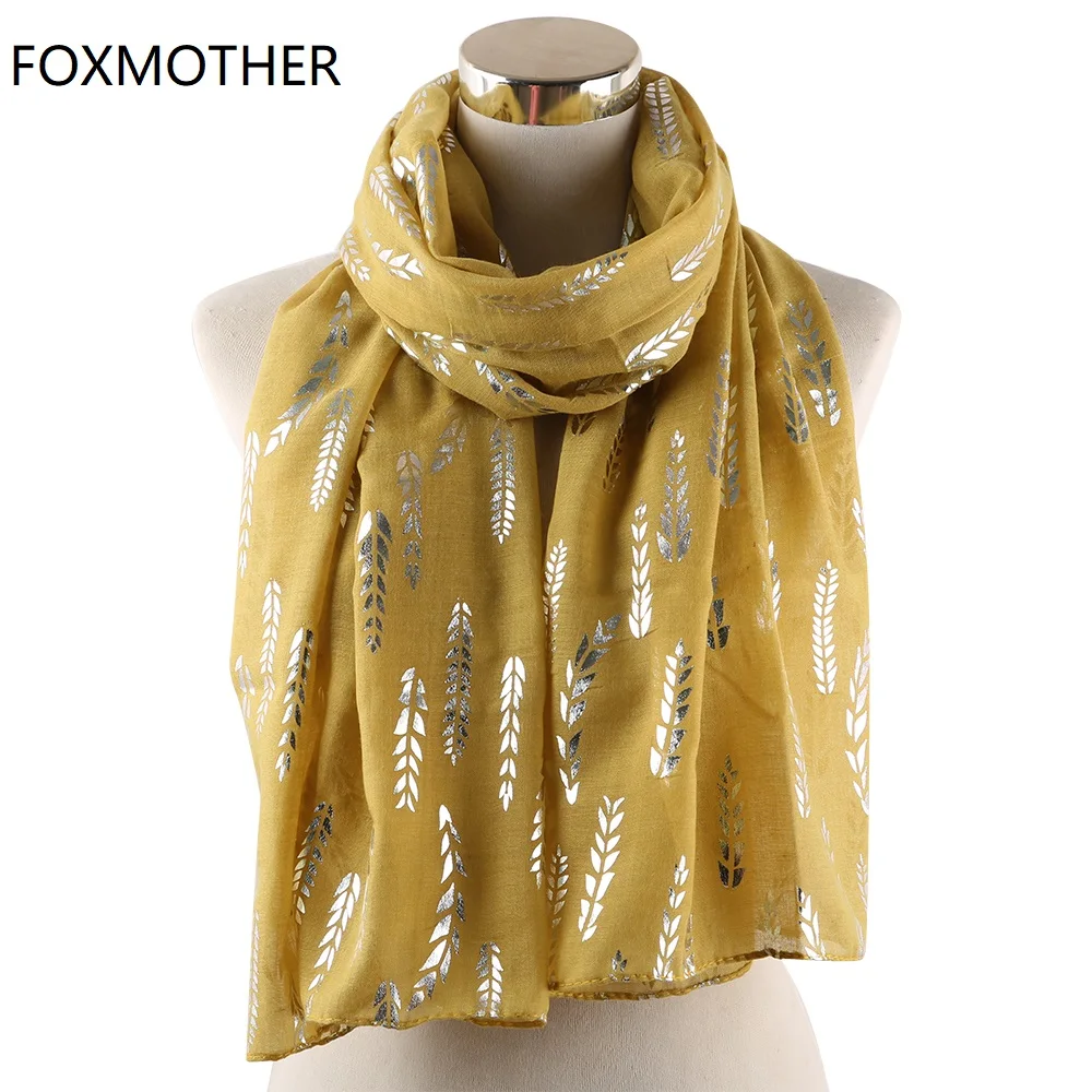 FOXMOTHER-bufanda de trigo para mujer, chal brillante de color amarillo y rosa, Hijab