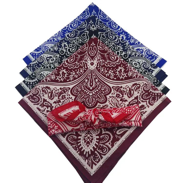 55cm Bicycle Square Scarf Retro Paisley Bandana Headwear Hand Kerchief Hair Band Scarf Hip Hop Neck Wrist Wrap Band Headtie Gift