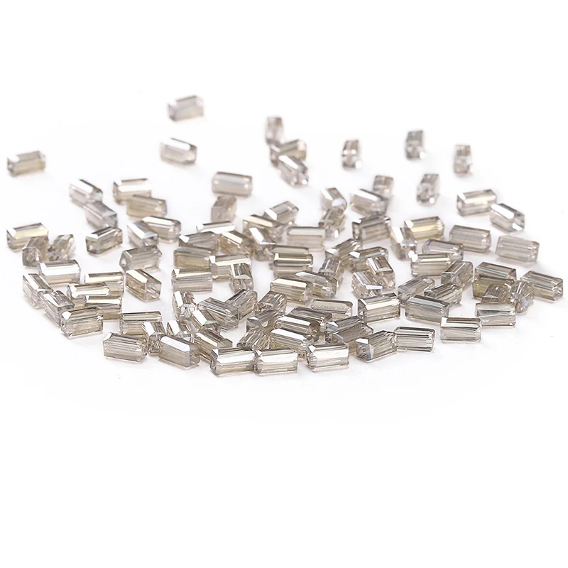 silver color Grey AB 50pcs 2*4mm  Crystal Beads Austria Crystal  Square-shape Loose Beads DIY Jewelry Necklace C-3
