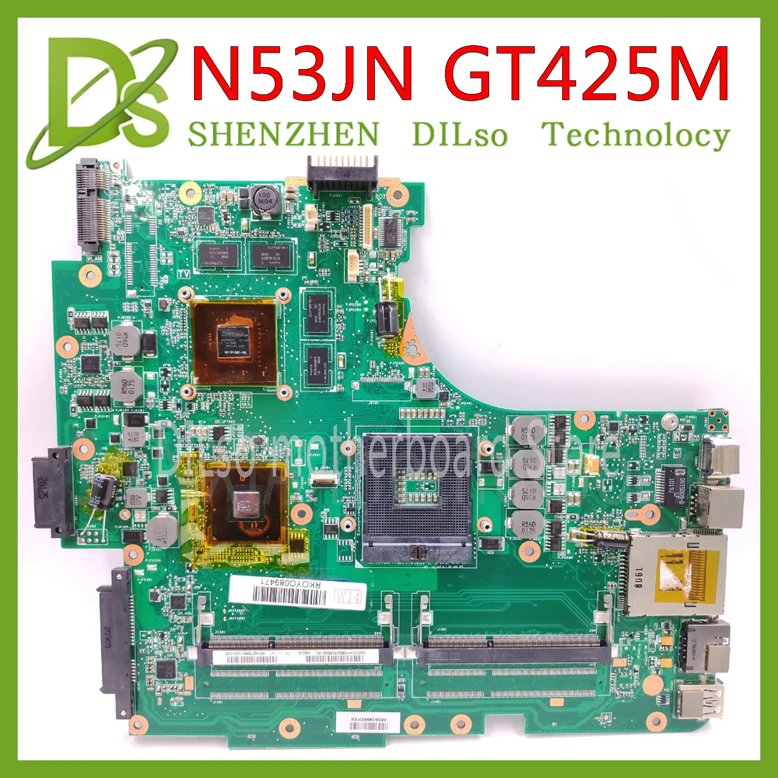 

KEFU N53JN Mainboard For ASUS N53JQ N53J N53JN N53JG N53JF Laptop Motherboard GT425M 100% Test work