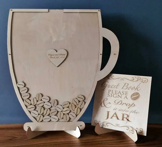 Custom Wedding Drop Box Coffee Been, Personalized Drop Box, Drop Box Set, Guest Book Alternative, Cup