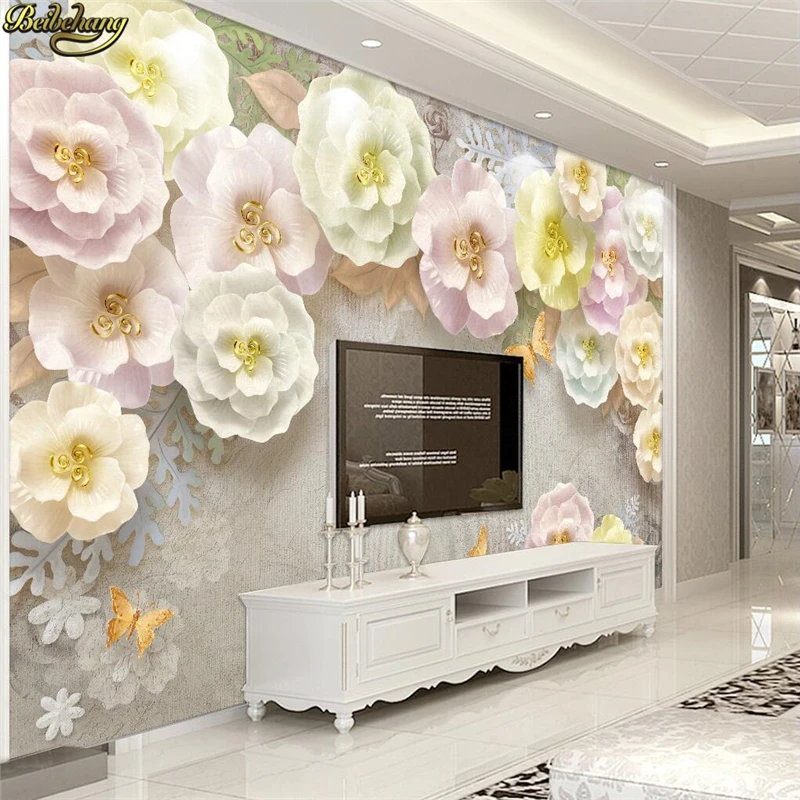 

beibehang Papel De Parede 3D Landscape Golden rose Mural wallpaper for walls 3 d Personality 3D photo wall paper Room Decor roll