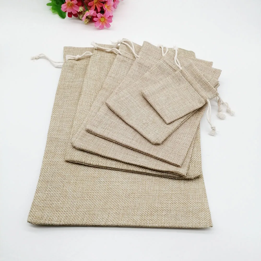 500pcs Jute Bag Drawstring Pouch Gift Box Packaging Bags For Gift Linen Bags Jewelry Wedding/Birthday/Christmas Sack Burlap Bag