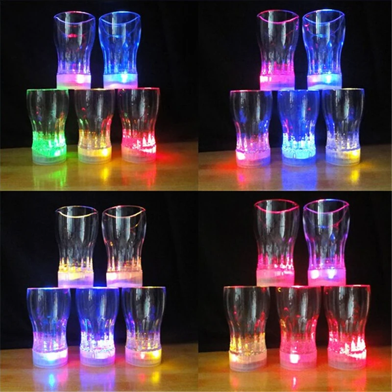 20PCS New attractive Bar Party Decoration led glowing party glasses,plastic flashing cola drink party lights cup with battery