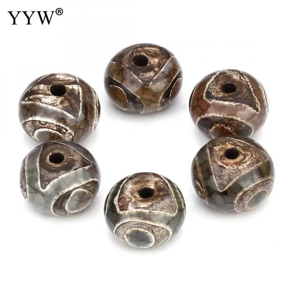 

10PCs/Bag 14x9mm Natural Tibetan Dzi Beads 2018 Fashion Jewelry Beads Natural Tibetan Dzi Beads Drum Approx 2mm