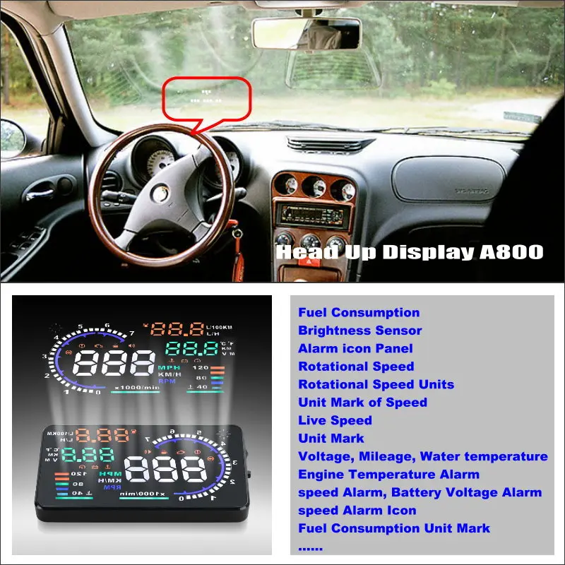 Car HUD Head Up Display For Fiat Doblo/Fiorino/Freemont/Idea/Qubo HUD OBD Refkecting Windshield Screen Safe Driving Projector