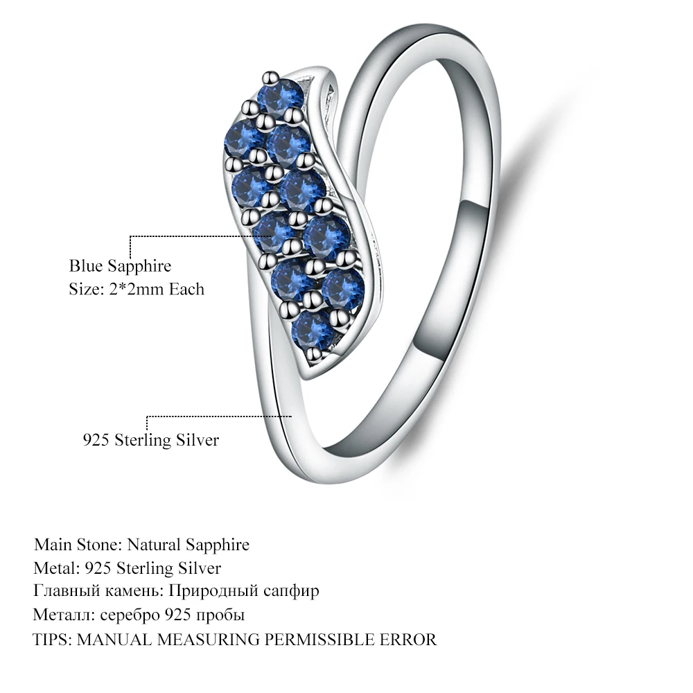 GEM\'S BALLET Natural Blue Sapphire Gemstone Rings 925 Sterling Silver  Gorgeous Promise Rings for Women  Fine Jewelry