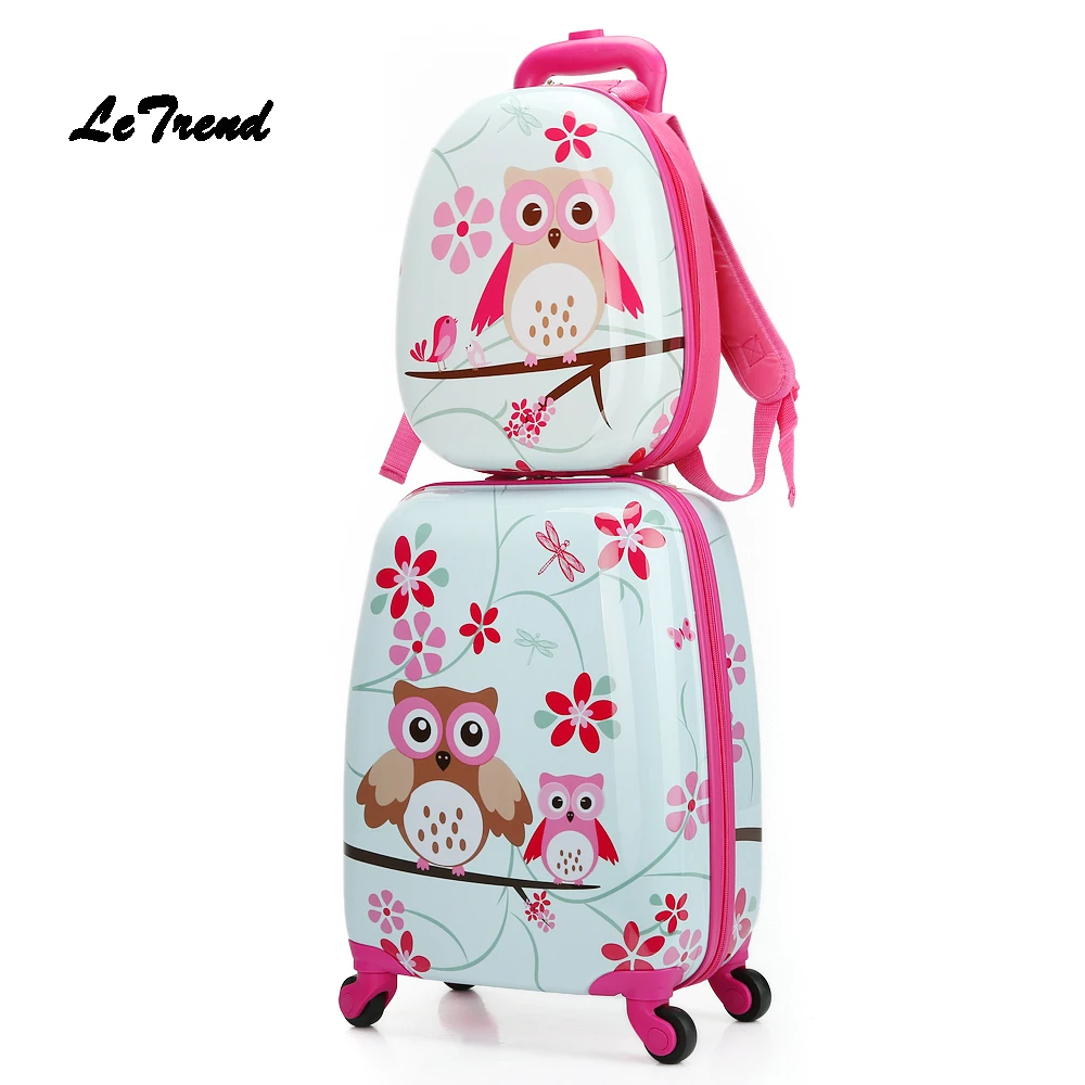 Letrend  Cartoon Cute Animal Kids Rolling Luggage Set Spinner Children Suitcases Wheel Trolley Travel Bag Student Carry On Trunk