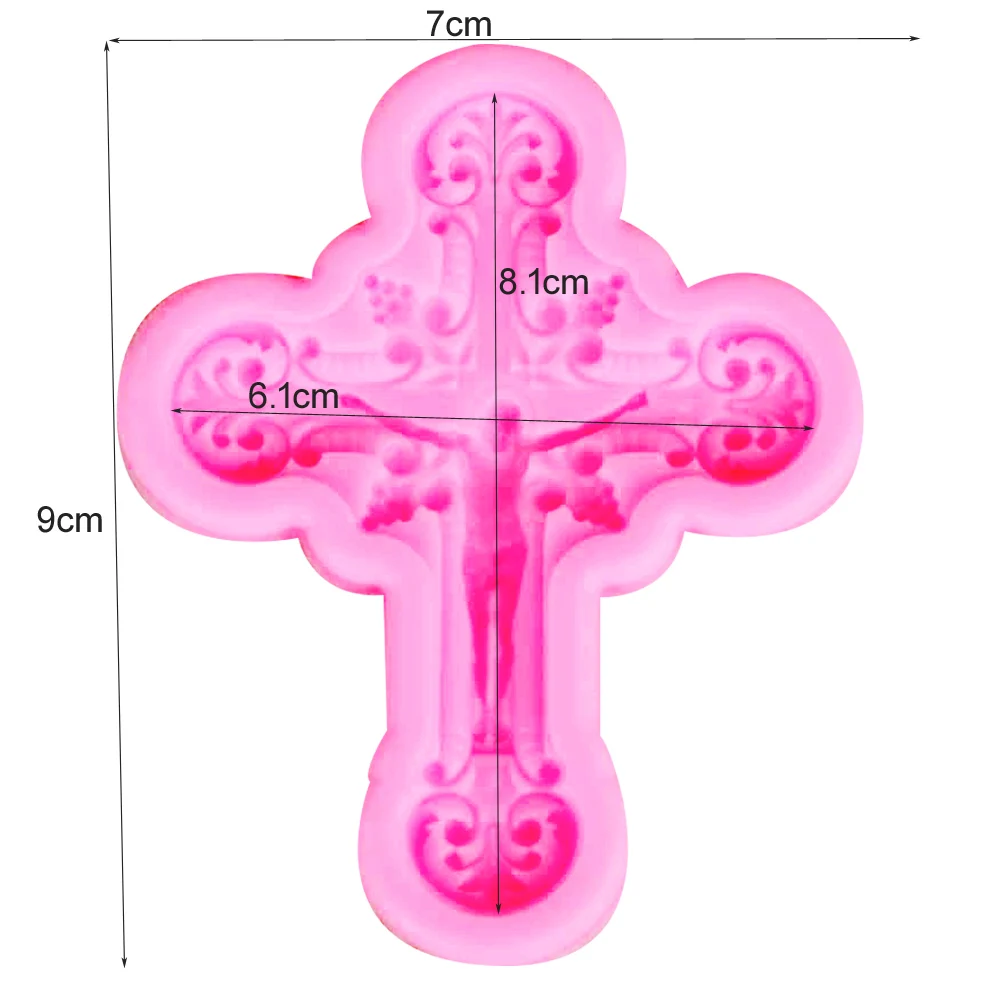 M583 Jesus Cross Type mini cross and Jesus fondant molds wholesale chocolate silicon mold fondant Cake decoration mold9*7*1cm