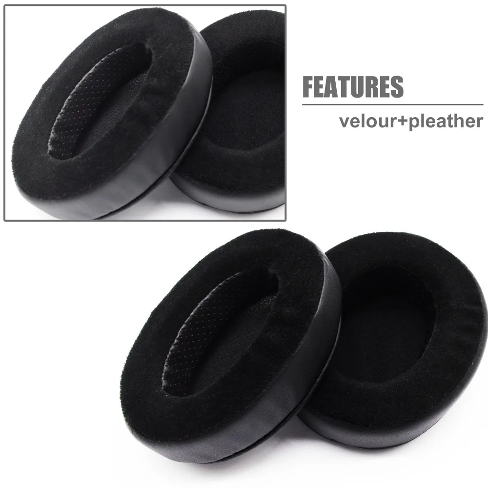 Fone de ouvido em espuma de memória híbrida, preto, pu/veludo, adequado para grande, sobre o ouvido